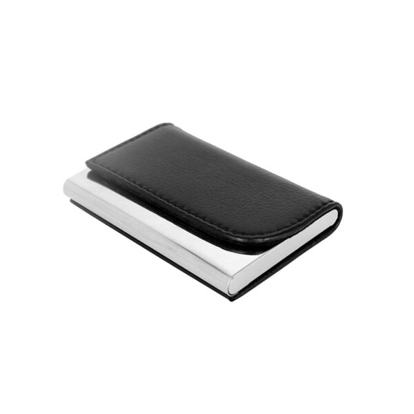 Metal With Leather Business Card Holder
