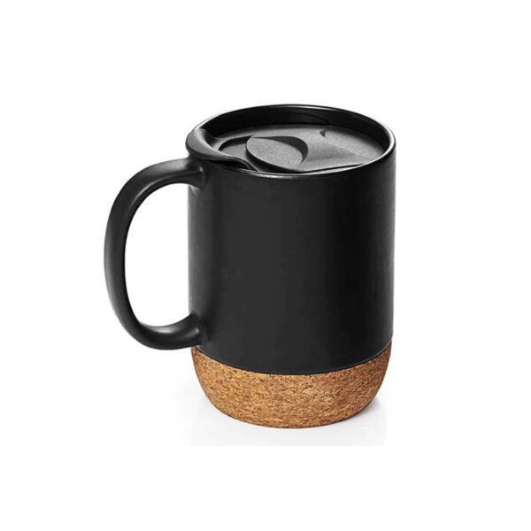Black Ceramic Mugs with Cork Base