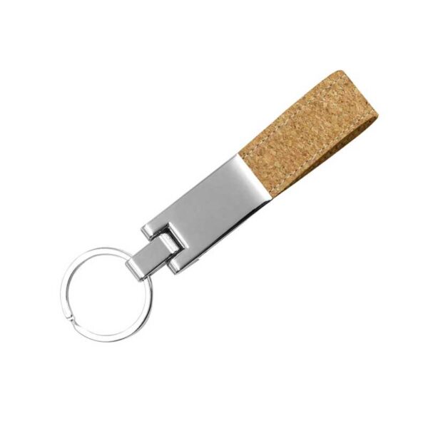 Metal Keychain with Cork Strap