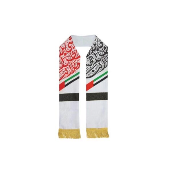 UAE Flag Polyester Scarf with Gold Tassel