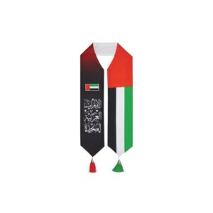 UAE Flag Scarf with Arabic Writing, Red & Green Tassel