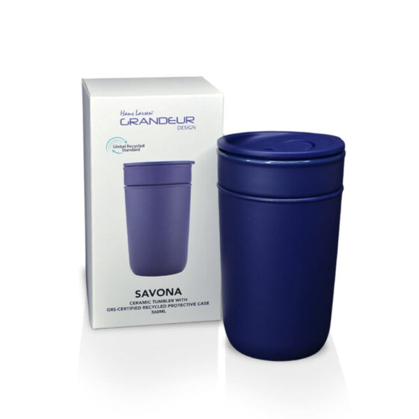Premium Ceramic Tumbler With Recycled Protective Sleeve - Blue - Image 5