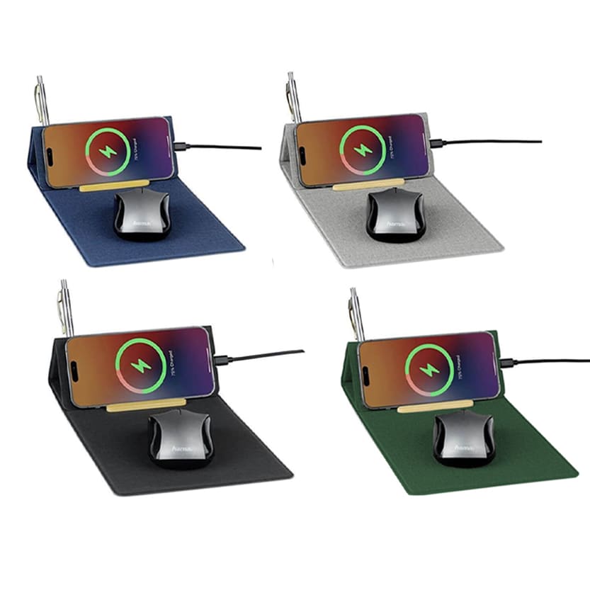 Recycled PU 15W Wireless Mousepad & Desk Organizer - Image 9