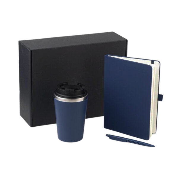Set of Double Walled Tumbler, A5 Notebook and Pen - Navy Blue - Image 7