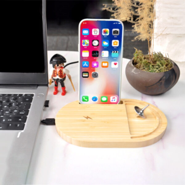 ANTI-STRESS WIRELESS – Bamboo Wireless Desktop Spinner with 15W Charging Capability - Image 3