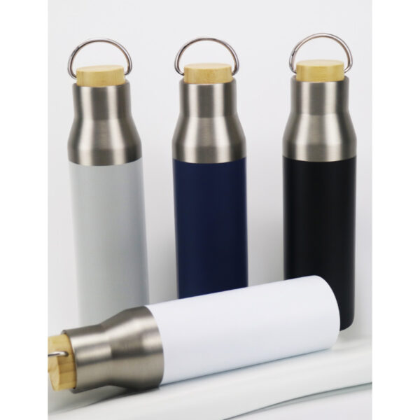 Double Wall Flask with Bamboo Lid - Image 2