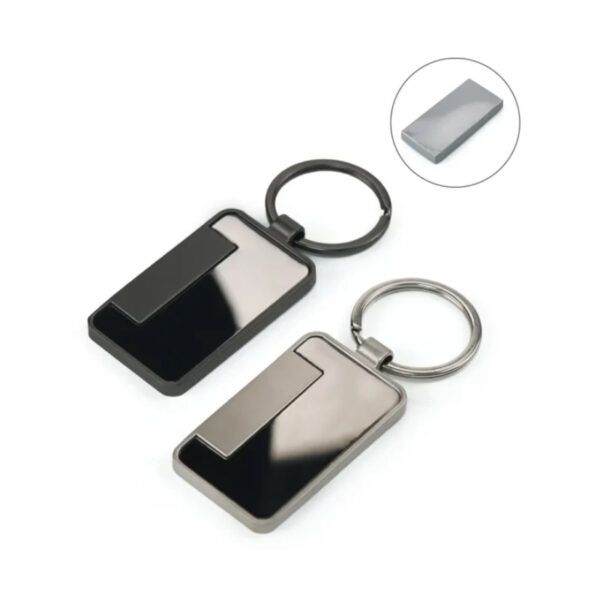 Metal Keychain Rectangle Gun Metal Matte Finish Plate