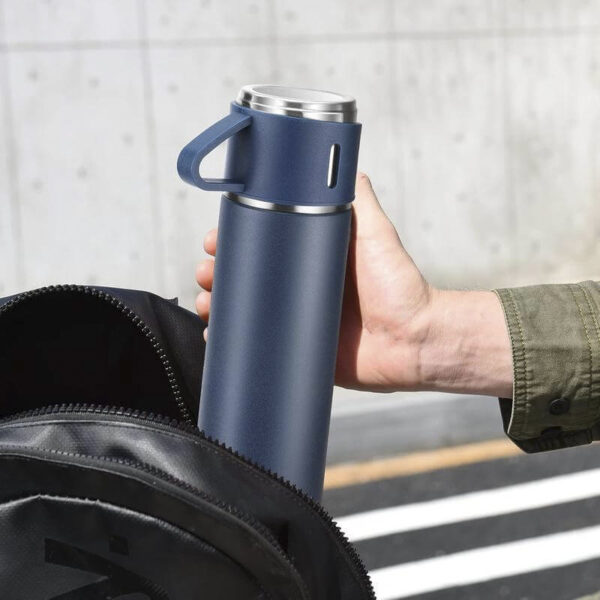 Vacuum Flask Family Set & Two Cups - Navy Blue - Image 3