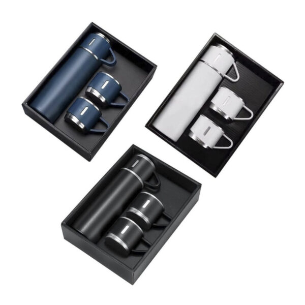 Vacuum Flask Family Set & Two Cups - Navy Blue - Image 7