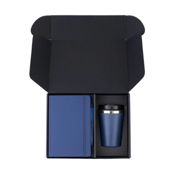 Set of Double Walled Tumbler, A5 Notebook and Pen - Navy Blue - Image 3