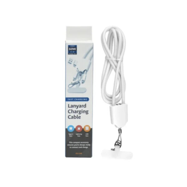 4 in 1 Lanyard Charging Cable 60W, 120cm Long with ID Hook & Phone Pad - Image 3