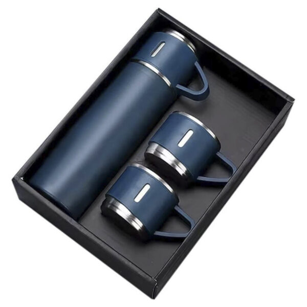 Vacuum Flask Family Set & Two Cups - Navy Blue