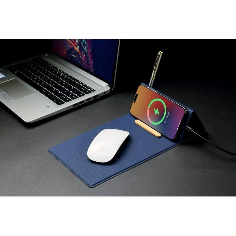 Recycled PU 15W Wireless Mousepad & Desk Organizer - Image 8