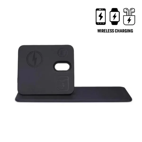3-in-1 Magnetic Wireless Charger Desk Tray - Black