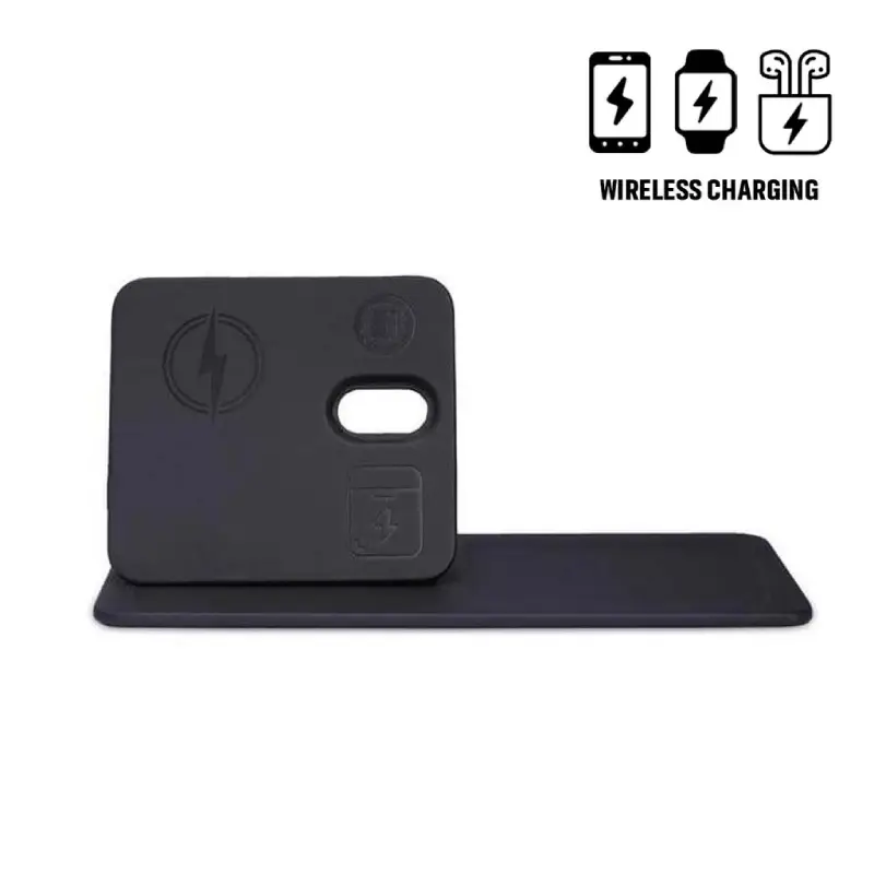 3-in-1 Magnetic Wireless Charger Desk Tray - Black