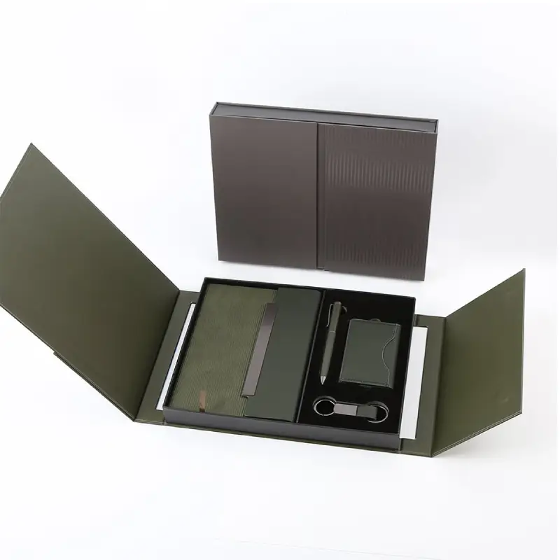 BUSINESS SET – Premium 5-Piece Professional Gift Set with PU Notebook, Metal Pen, Card Holder & Keychain in Elegant Box - Image 2