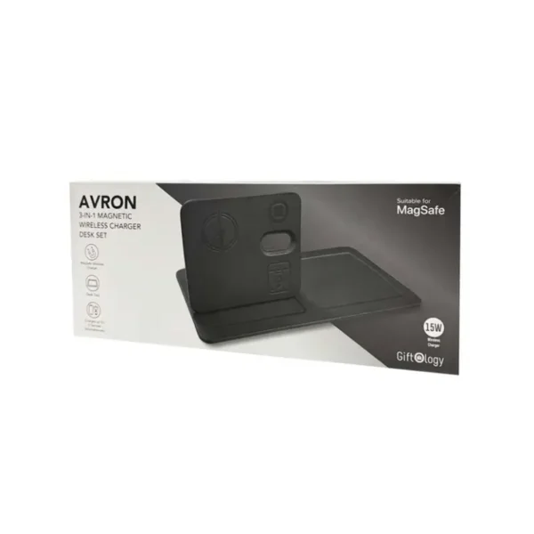 3-in-1 Magnetic Wireless Charger Desk Tray - Black - Image 8
