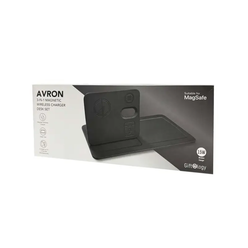 3-in-1 Magnetic Wireless Charger Desk Tray - Black - Image 8