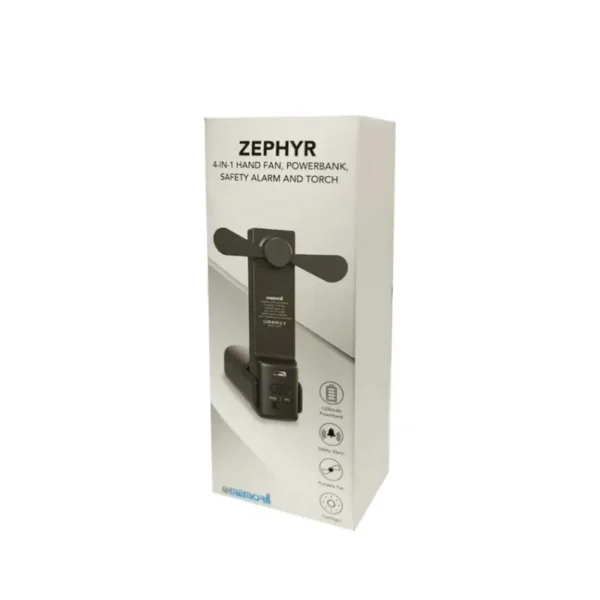 4-in-1 Fan Powerbank, Safety Alarm & Torch - Black - Image 3