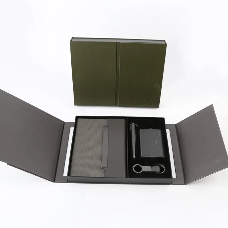 BUSINESS SET – Premium 5-Piece Professional Gift Set with PU Notebook, Metal Pen, Card Holder & Keychain in Elegant Box