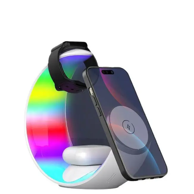 Giftoloy 3-in-1 Wireless Charger with Night Light - White - Image 3