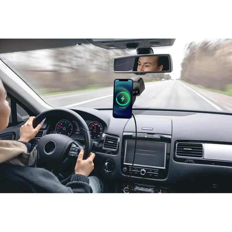 Magnetic Car Phone Holder and 15W Wireless Charger - Black - Image 7
