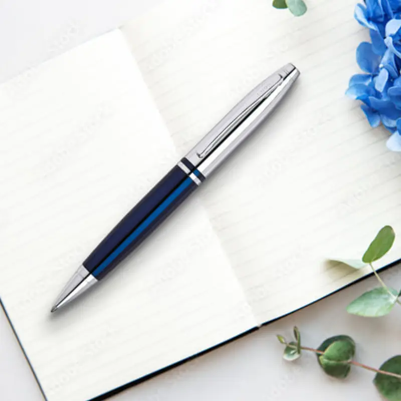 Ballpoint Pen Chrome/Blue Lacquer with Polished Chrome Appointments - Image 7