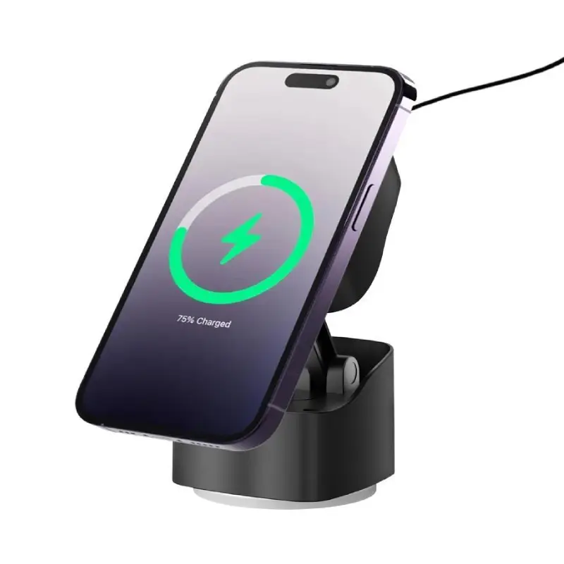 Magnetic Car Phone Holder and 15W Wireless Charger - Black - Image 5