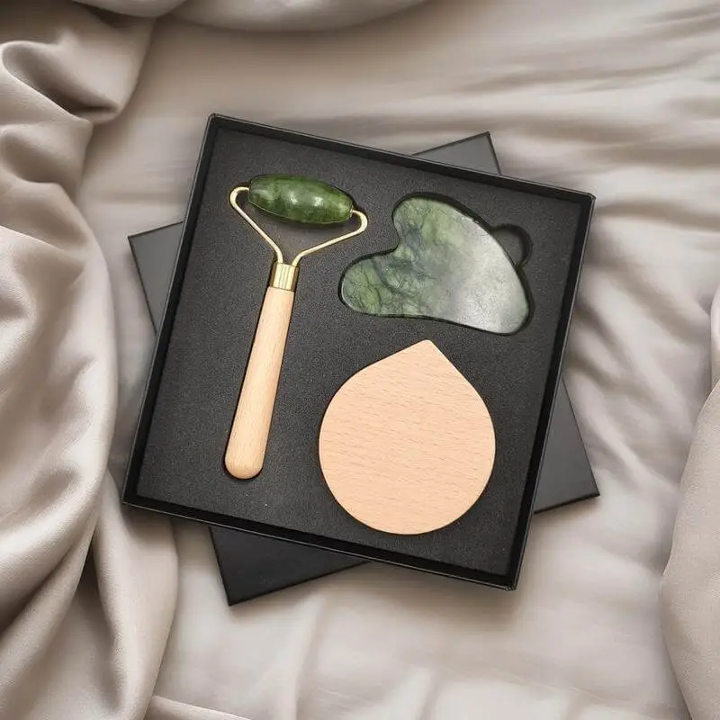 Set of Jade Face Roller, Guasha and Mirror - Image 9