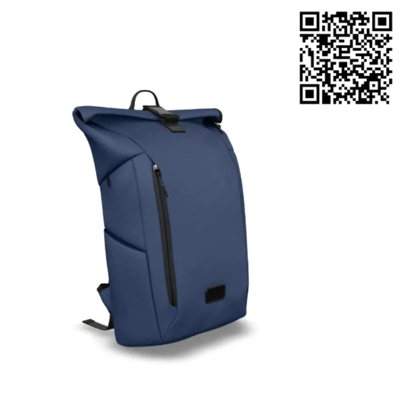 Recycled Ocean Plastic Roll-Up Backpack with Padded Laptop Compartment & Minimalist Design