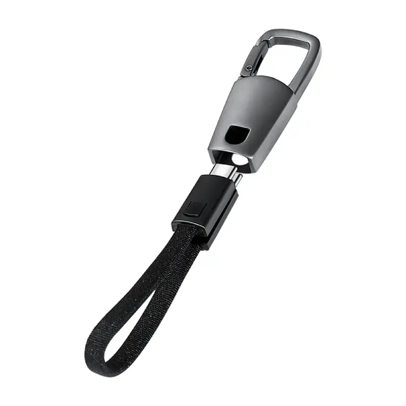 Compact Zinc Alloy USB-C to USB-C Cable with 60W Fast Charging, Data Transfer & Stylish Keychain Design