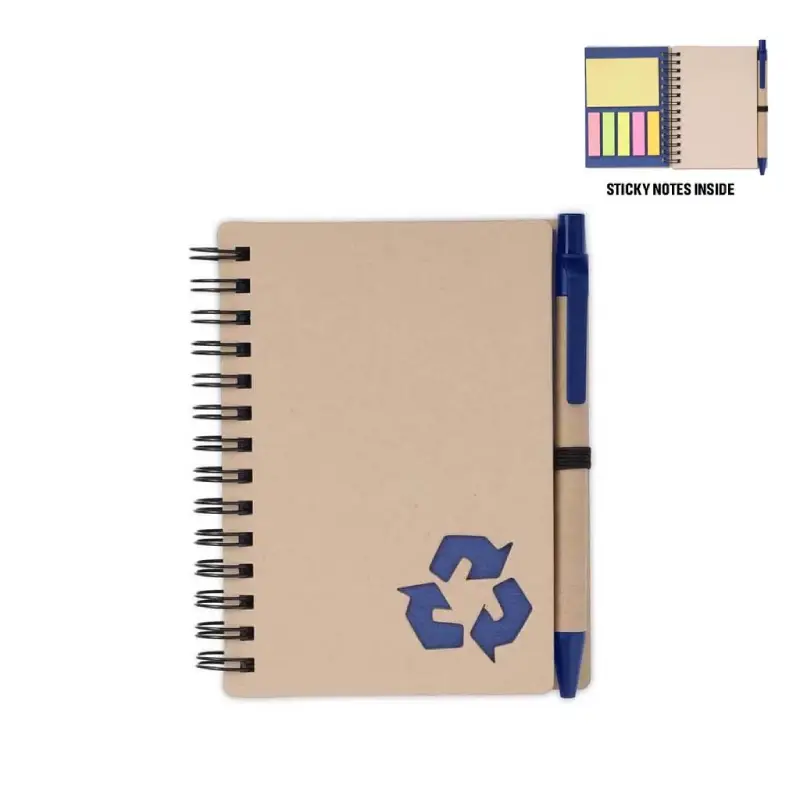eco-neutral A6 Notepad & Pen Set with Sticky Note - Navy Blue