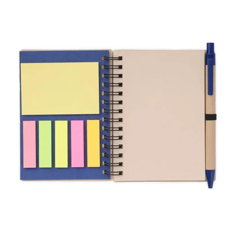 eco-neutral A6 Notepad & Pen Set with Sticky Note - Navy Blue - Image 2