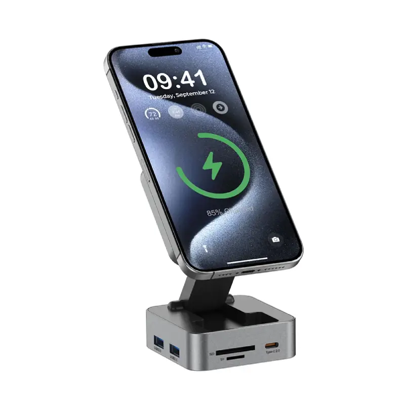 Charging Station with MagSafe Wireless & 100W Type-C Power,Gunmetal 10-in-1 High-Capacity