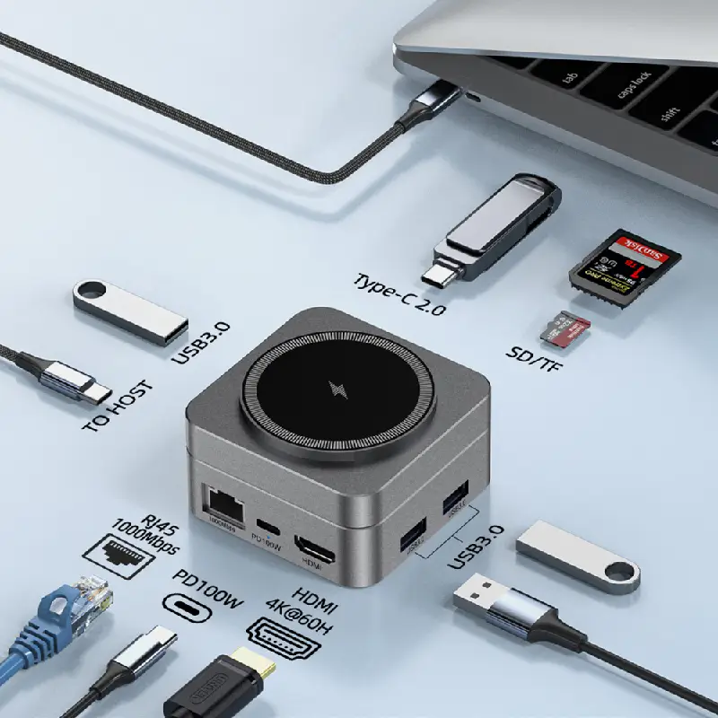 Charging Station with MagSafe Wireless & 100W Type-C Power,Gunmetal 10-in-1 High-Capacity - Image 2