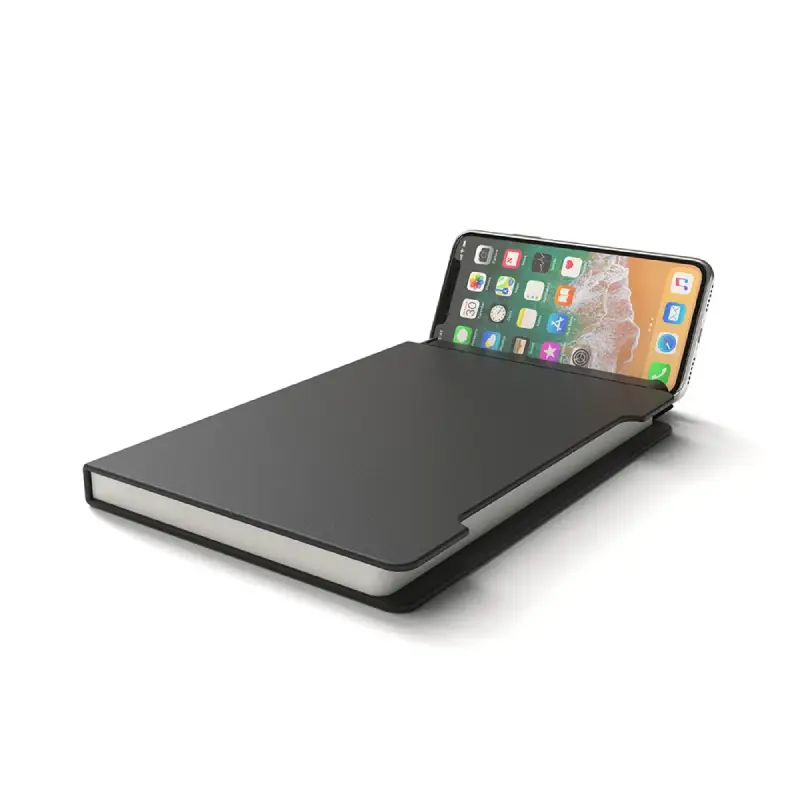 A5 Recycled PU Notebook with 96 Sheets, Built-in Phone Stand & Ruler - Image 6