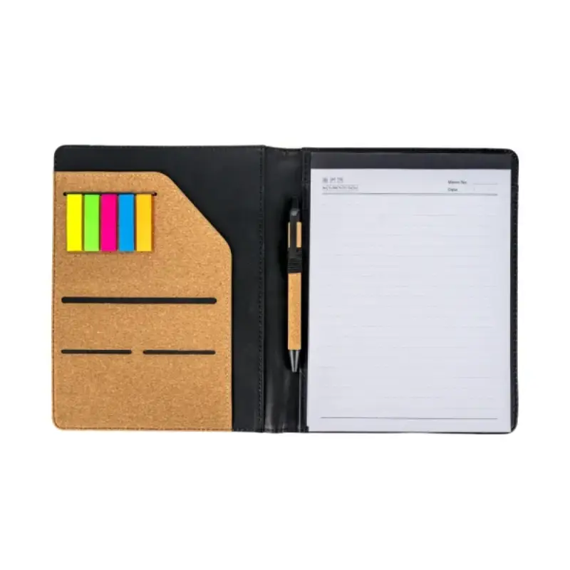 Cork Cover Folder B5 Size with Notepad, Pen and Sticky Notes - Image 4