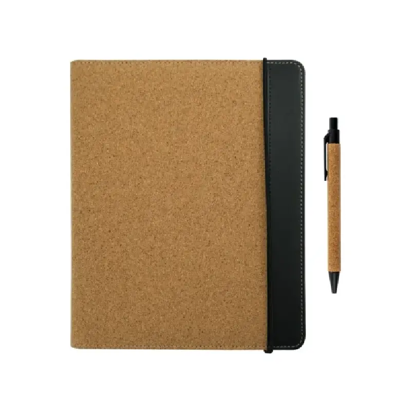 Cork Cover Folder B5 Size with Notepad, Pen and Sticky Notes - Image 2