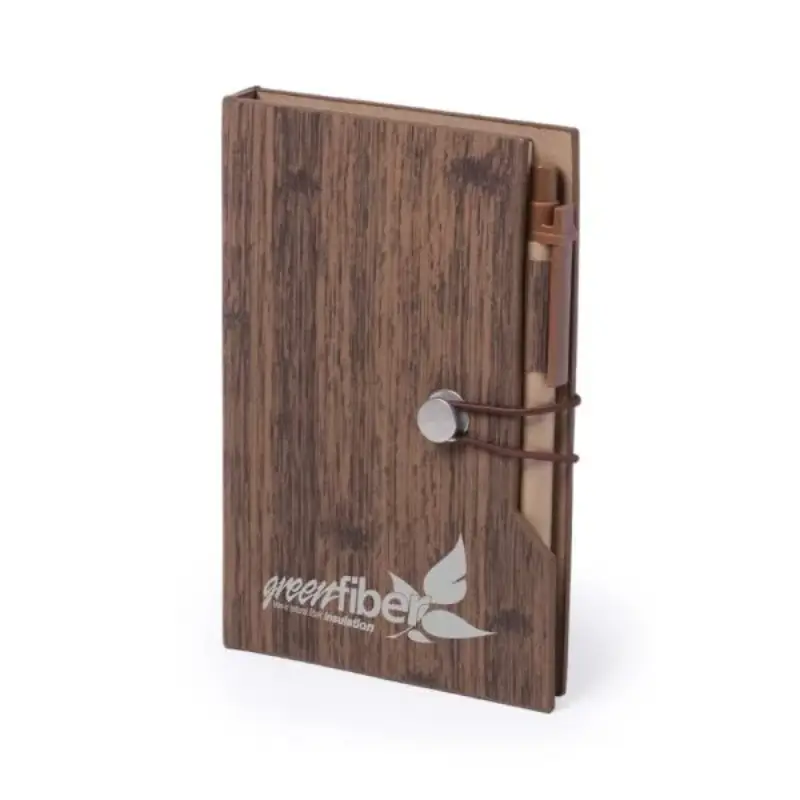 Wood Design Notebook with Sticky Note and Pen - Image 3