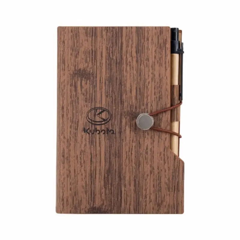 Wood Design Notebook with Sticky Note and Pen - Image 2