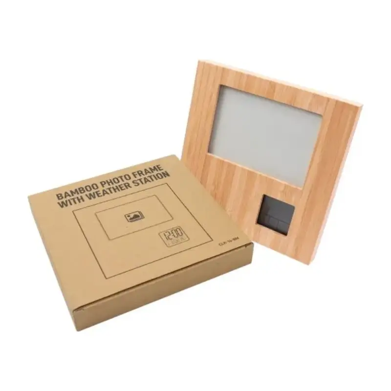 Bamboo Photo Frame with Digital Clock & Weather Station - Image 4