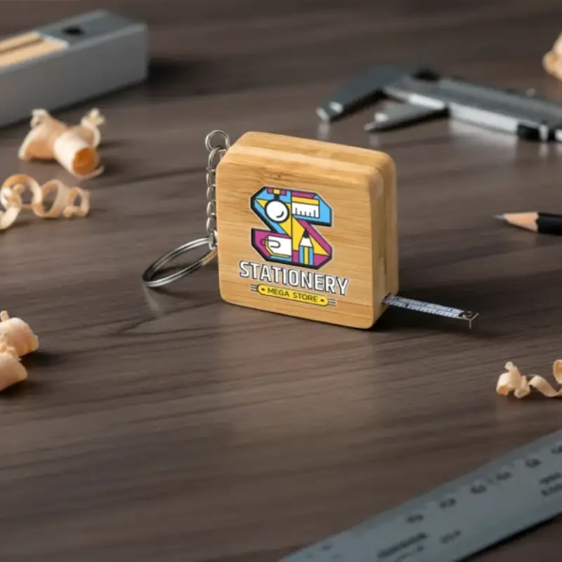 Bamboo Retractable Measuring Tape Keychains - Image 6