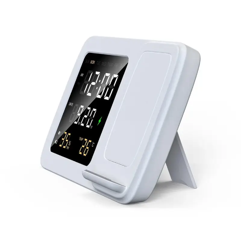 Digital Alarm Clock Wireless Charger - White - Image 4