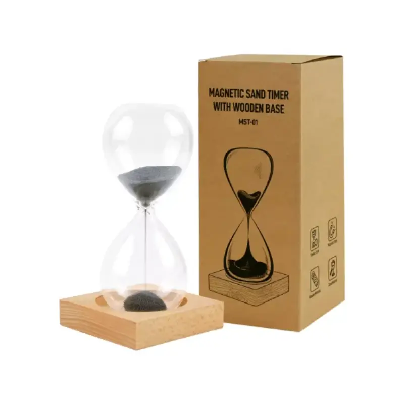 Magnetic Sand Timer with Wooden Base – 2 Minutes - Image 5