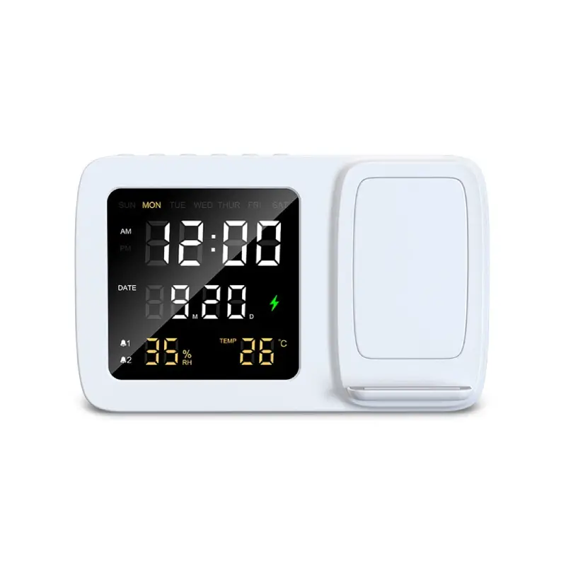 Digital Alarm Clock Wireless Charger - White - Image 3