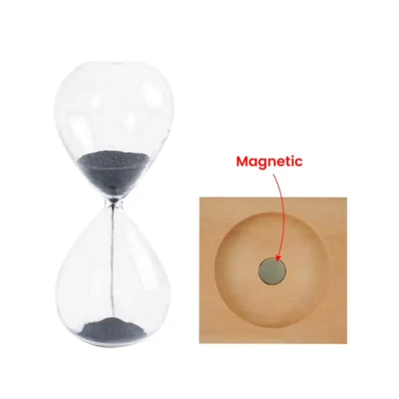 Magnetic Sand Timer with Wooden Base – 2 Minutes - Image 2