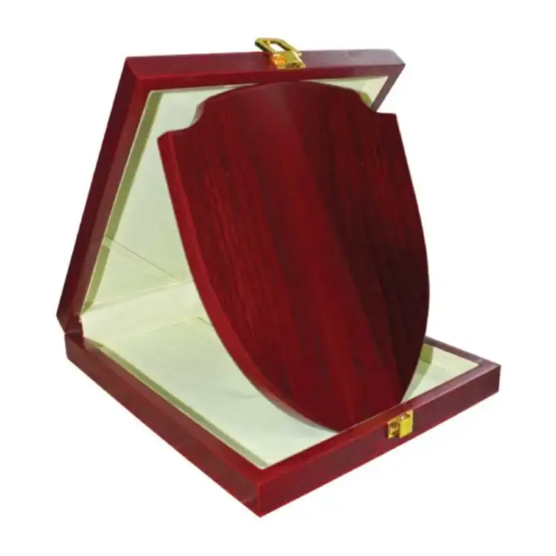 Shield Shaped Wooden Plaque with Box & Golden Aluminium Plate - Image 6