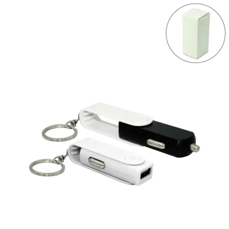 Swivel USB Car Charger with Key Ring attachment
