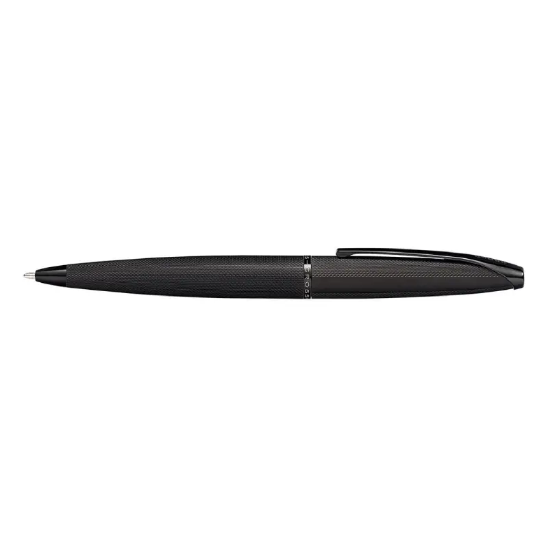 Brushed Black with Machine-Turned Diamond Pattern Engraving with Polished Black PVD Appointments Ballpoint Pen - Image 3