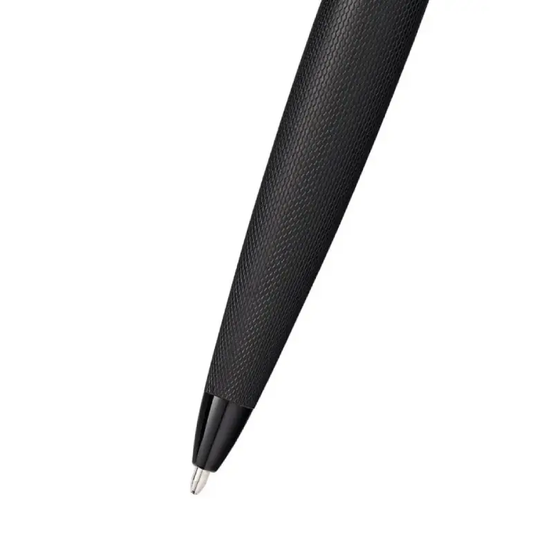 Brushed Black with Machine-Turned Diamond Pattern Engraving with Polished Black PVD Appointments Ballpoint Pen - Image 4